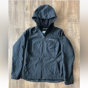 Columbia Omni-Wind Women's Medium Jacket Black Fleece Lined Hood Winter Warm